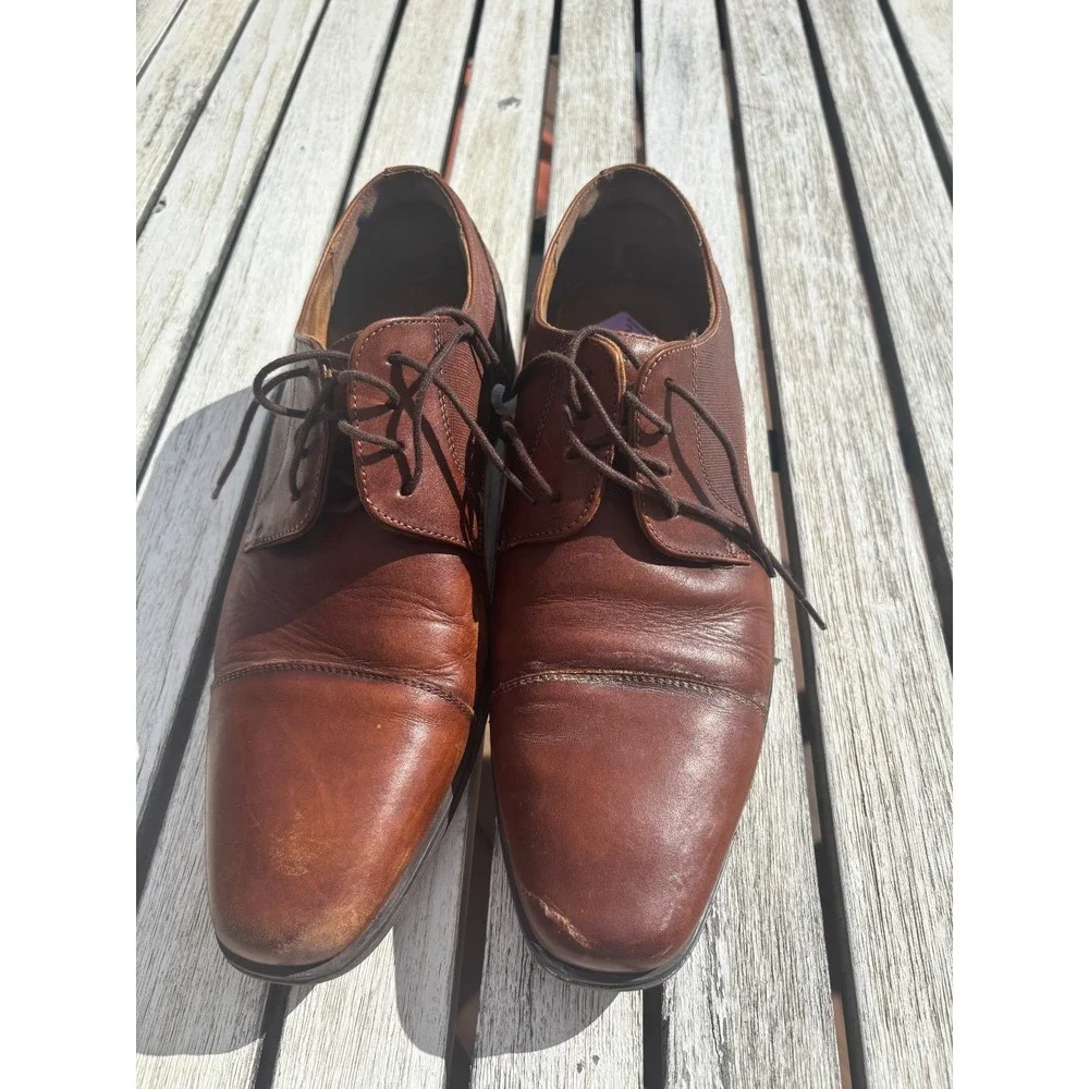 Florsheim Mens Brown Leather Cap Toe Oxford Dress Shoes 11924-221‎ Size 10.5M